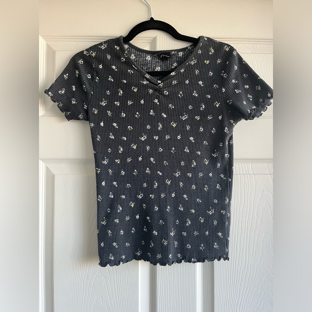 Art Class Floral Crop Top Black Size 14 Girls